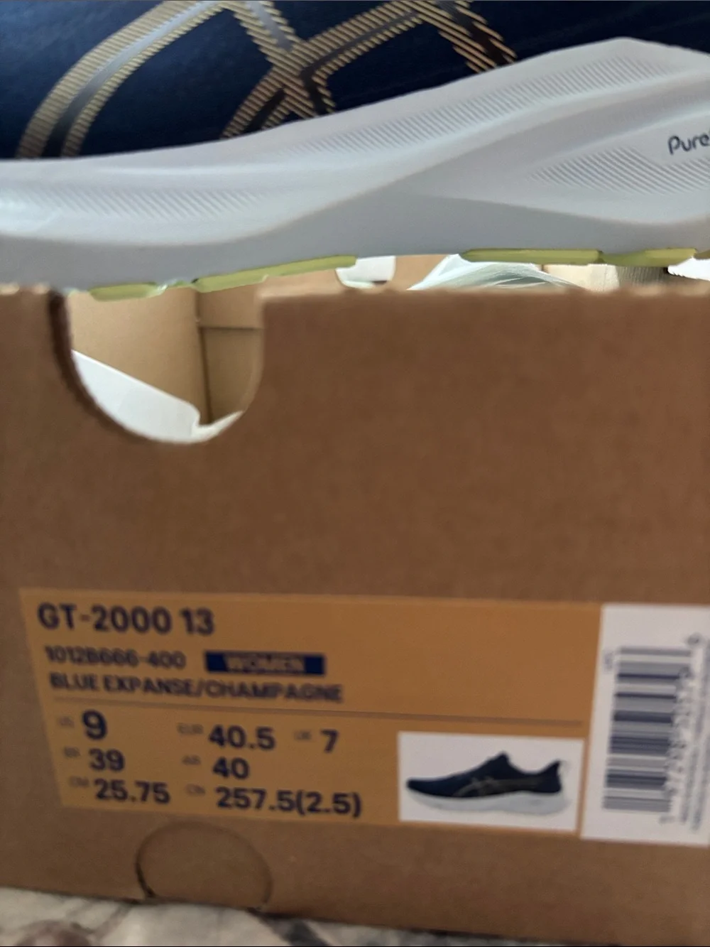 ASICS Navy Athletic Running Shoes with Gold Accents GT 2000 13 - Picture 2 of 8